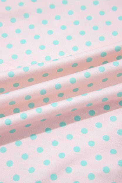 Stripe Polka Dot Patchwork Exposed Seam Polo Top