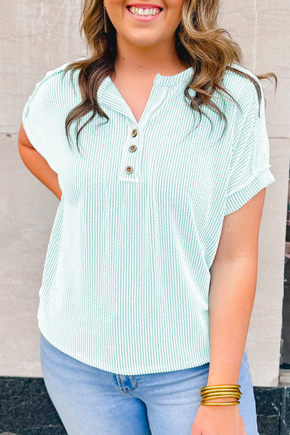 Texture Henley T-Shirt Plus Size