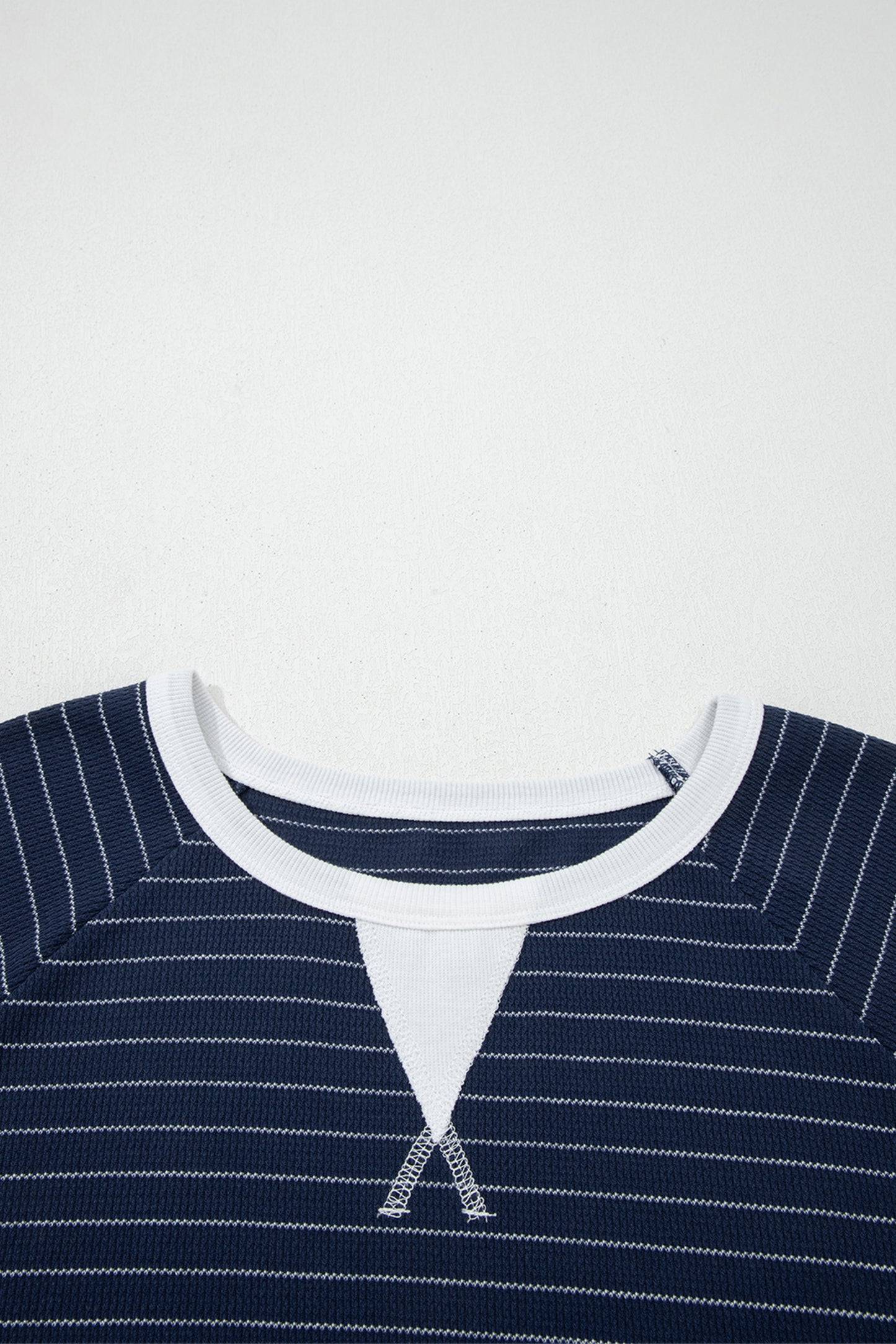 Plus Size Stripe Contrast Trim Ribbed T-Shirt