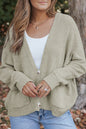 Button Front Pocketed Sweater Cardigan