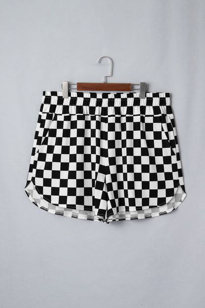 Plus Size Checker Athleisure Shorts