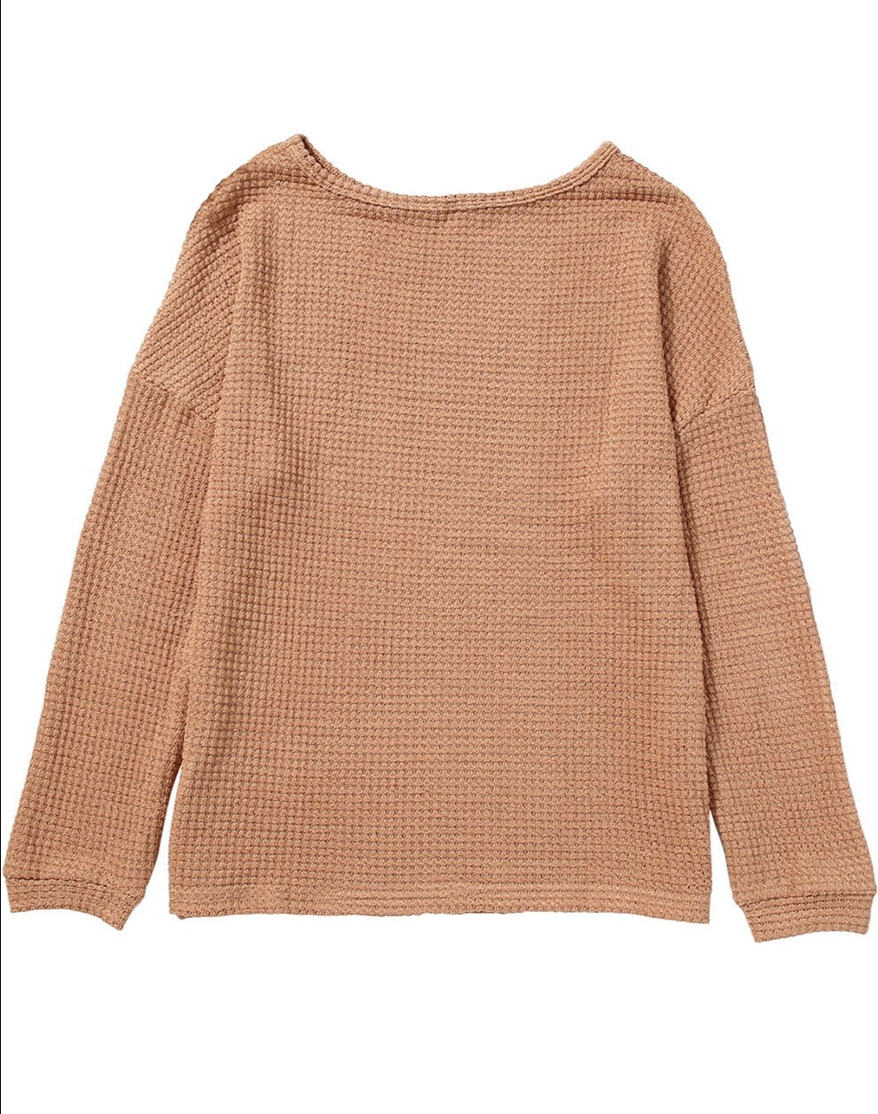 Waffle Drop Shoulder Long Sleeve Top