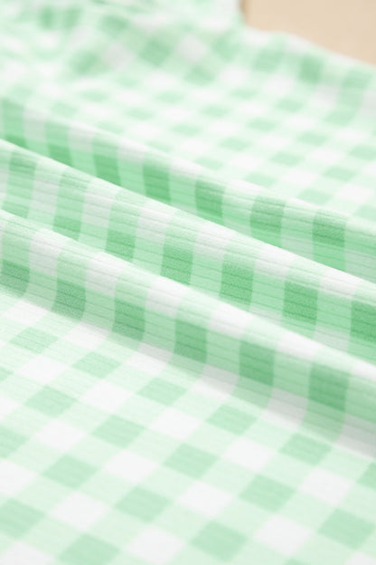 Gingham Long Sleeve Top and Shorts Set