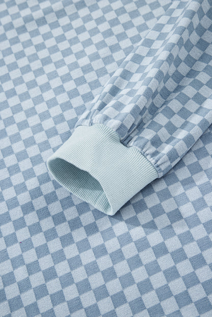 Checker Long Sleeve Pullover and Shorts Set