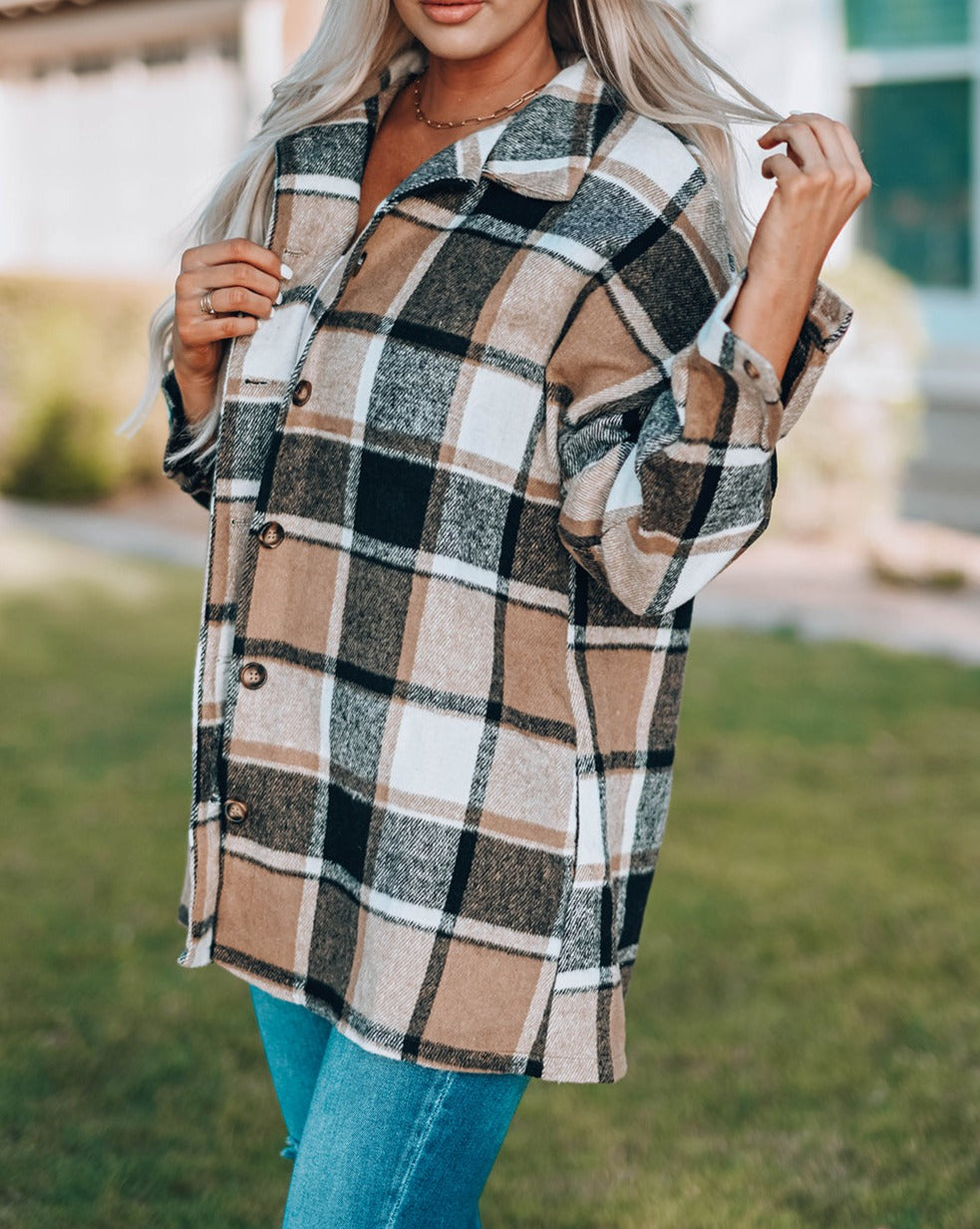 Plaid Buttoned Shirt Jacket