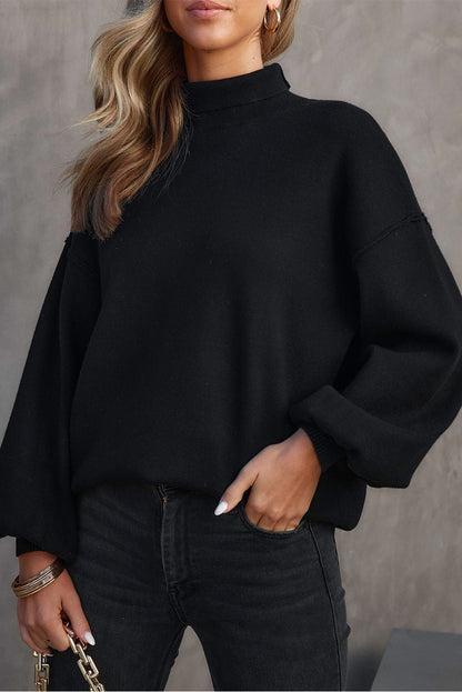 Turtleneck Lantern Long Sleeve Sweater