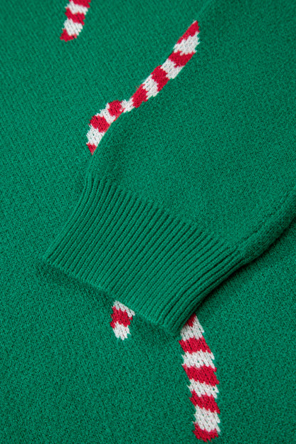 Christmas Candy Cane Drop Shoulder Sweater