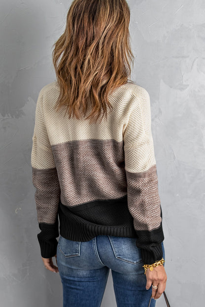 Colorblock Textured Pullover Sweater