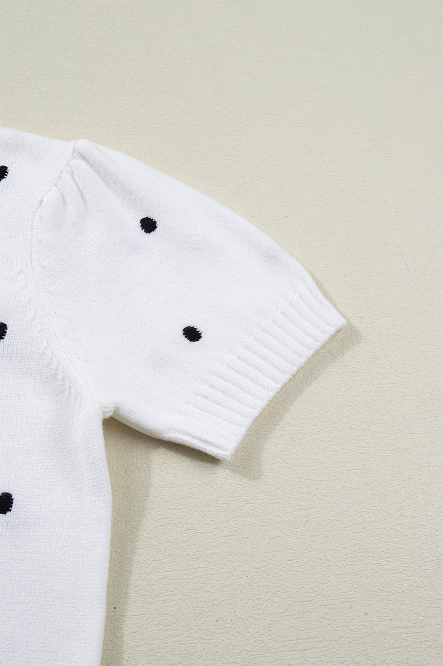 Polka Dot Bubble Short Sleeve Sweater