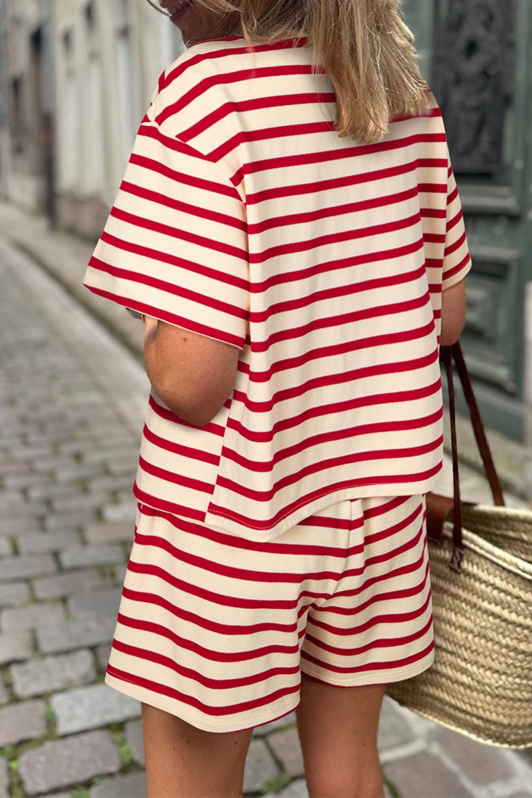 Stripe Tied Top and Shorts Set