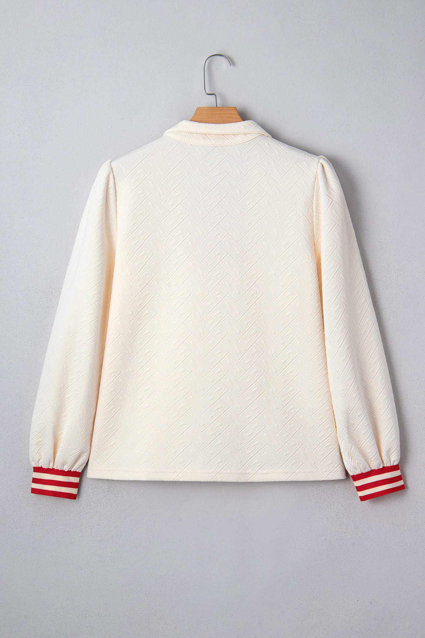 Contrast Stripe Zipped Collar Knit Pullover Top