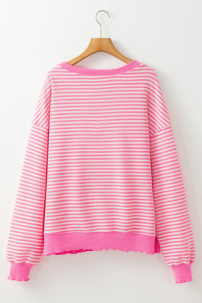 Stripe Drop Shoulder Long Sleeve Top