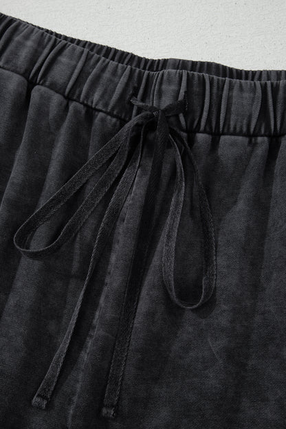 Plus Size Mineral Wash Exposed Seam Drawstring Pants