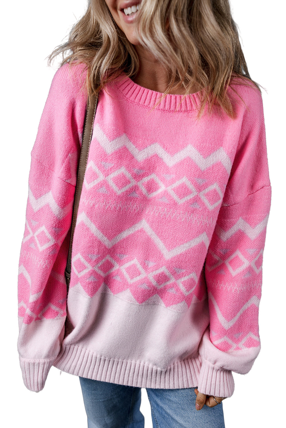 Aztec Geometric Drop Shoulder Sweater