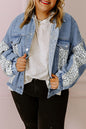 Leopard Denim Jacket Plus Size