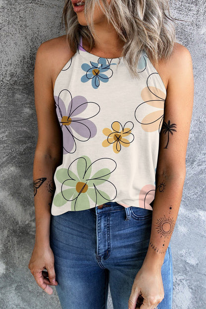 Floral Round Neck Tank Top