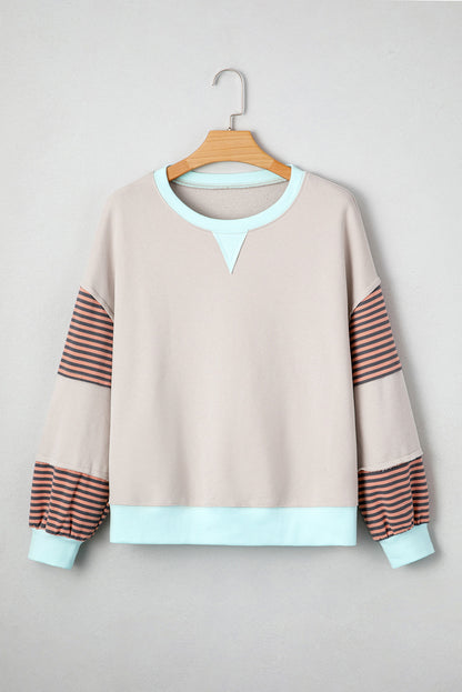 Stripe Colorblock Drop Shoulder Sweatshirt