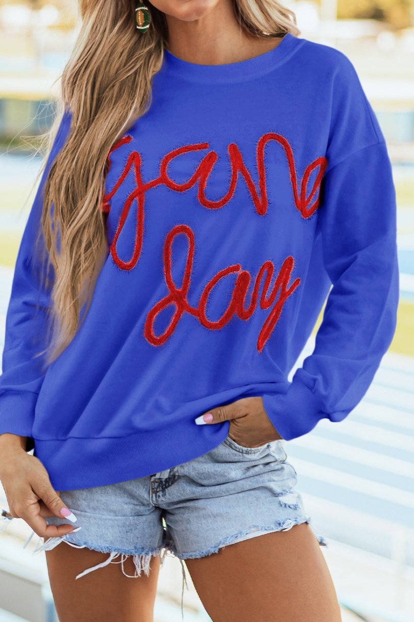 Game Day Tinsel Drop Shoulder Sweatshirt