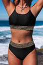 Leopard Mesh Trim Swimsuit