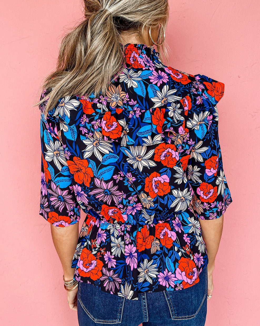 Floral Ruffle Peplum Top