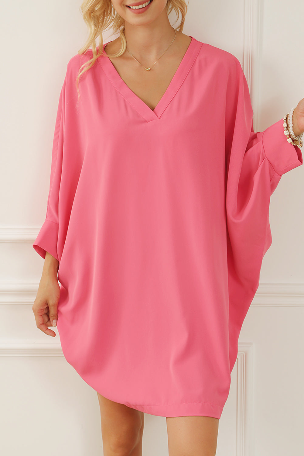 Dolman 3/4 Sleeve Shift Dress