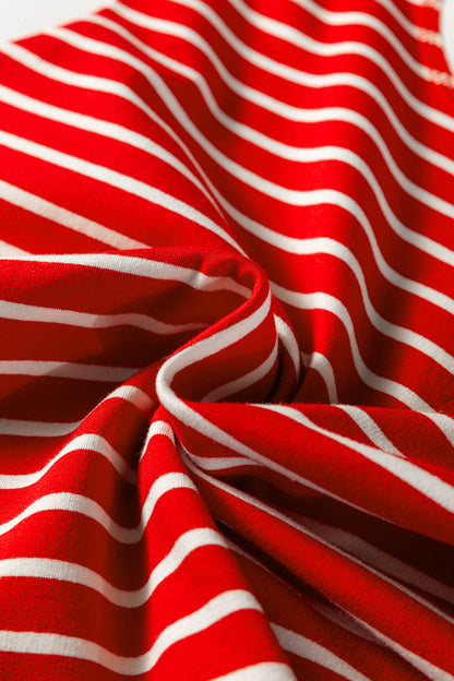 Stripe Ribbed Trim Round Neck Tank Top