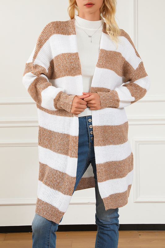 Stripe Balloon Sleeve Duster Cardigan