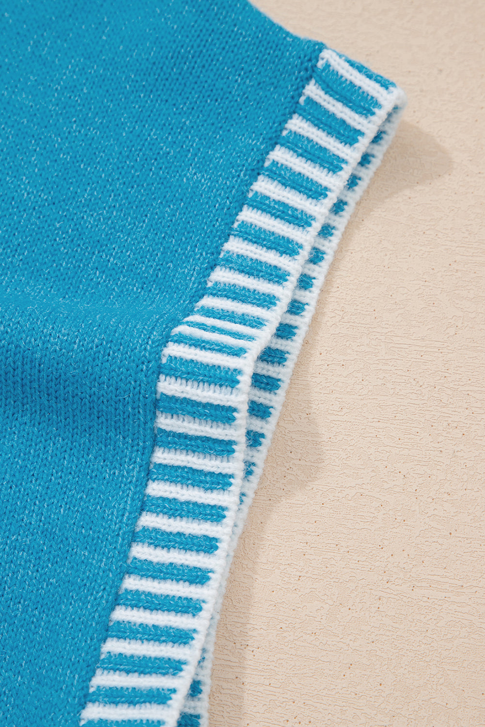 Contrast Stitch Tie Side Mock Neck Sleeveless Sweater