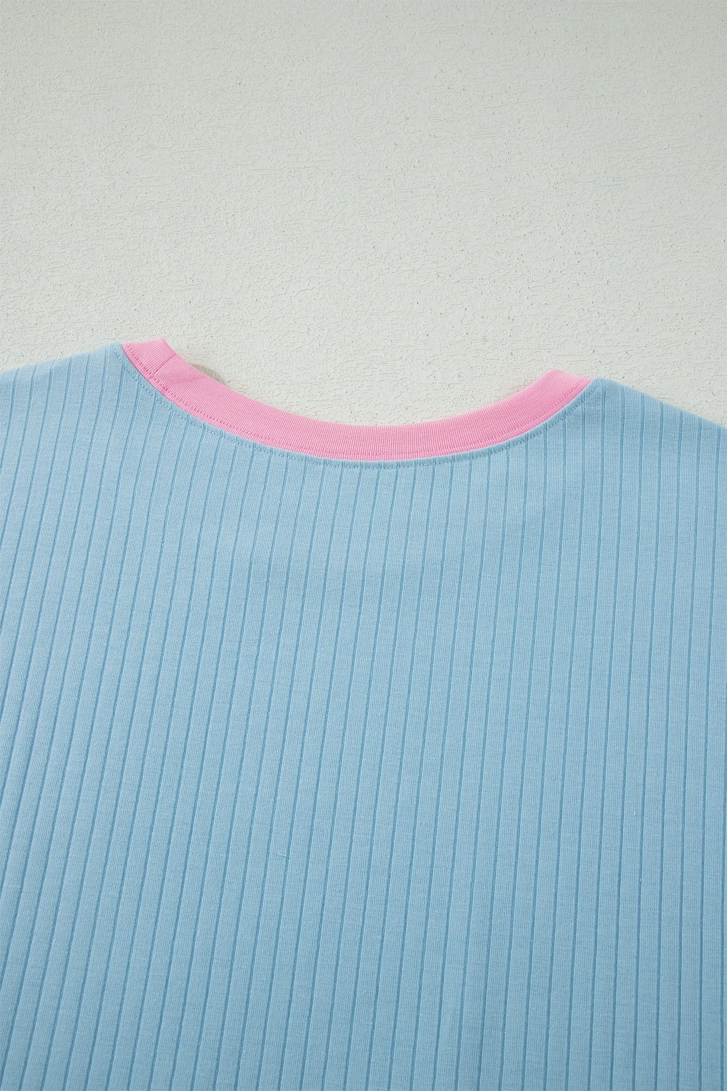 Colorblock Trim Ribbed Top & Shorts Set