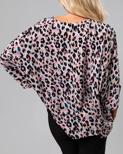 Leopard Batwing Sleeve Top Plus Size