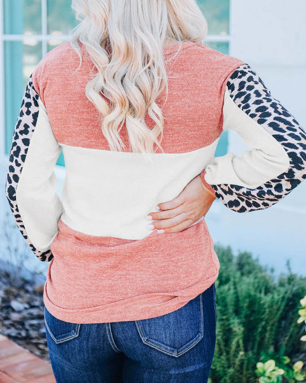 Leopard Colorblock Long Sleeve Top