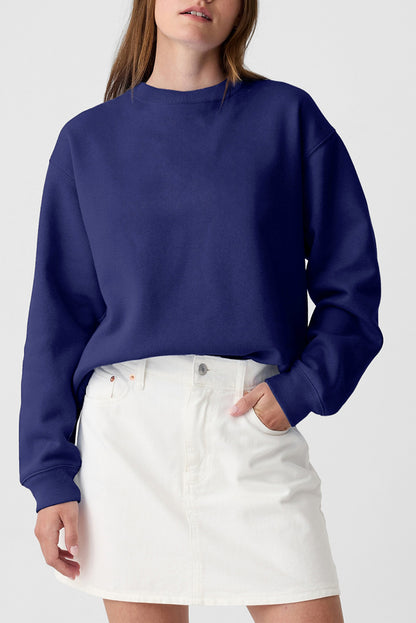 Solid Crewneck Pullover Sweatshirt