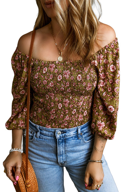 Floral Smocked Off Shoulder Blouse