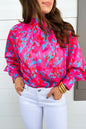 Abstract Bubble Sleeve Blouse