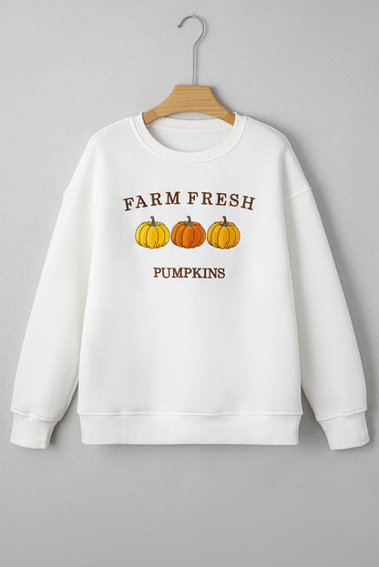 FARM FRESH PUMPKINS Embroidered Thanksgiving Sweatshirt