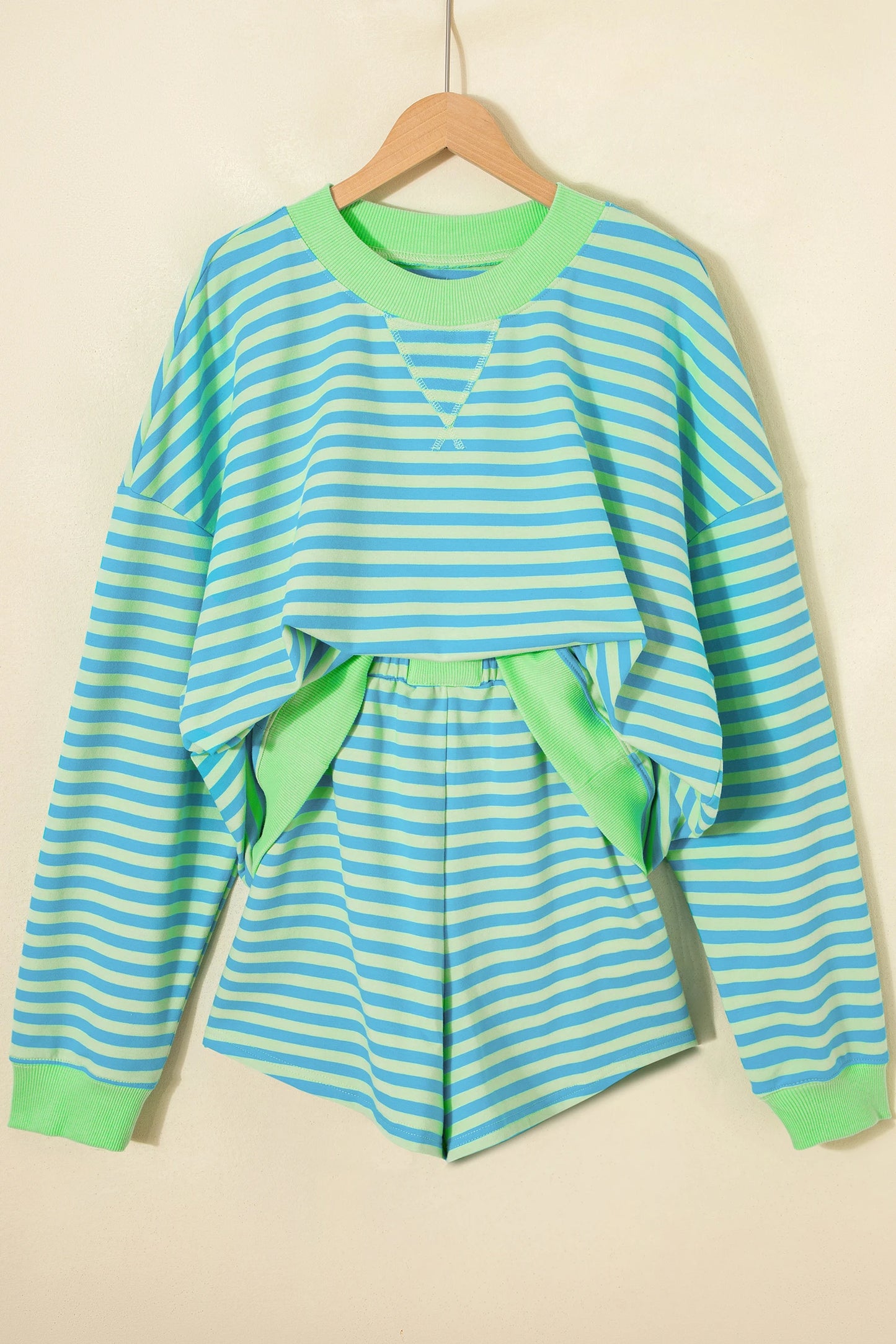Stripe Colorblock Pullover & Pull-On Shorts Set