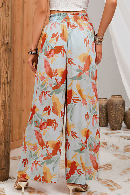 Floral Drawstring Wide Leg Pants