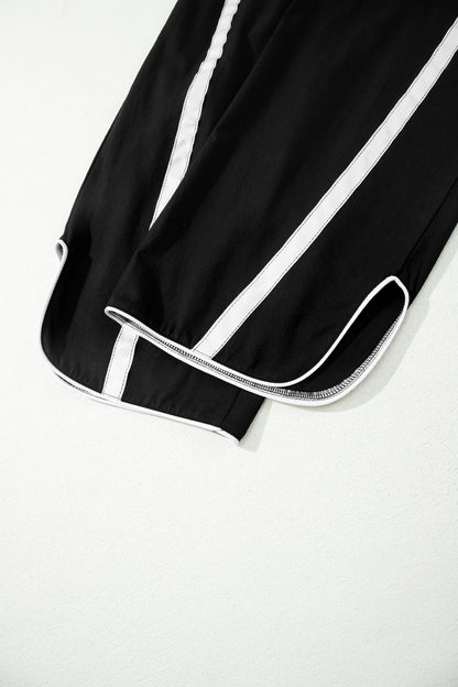 Stripe Smocked Waist Drawstring Cropped Pants