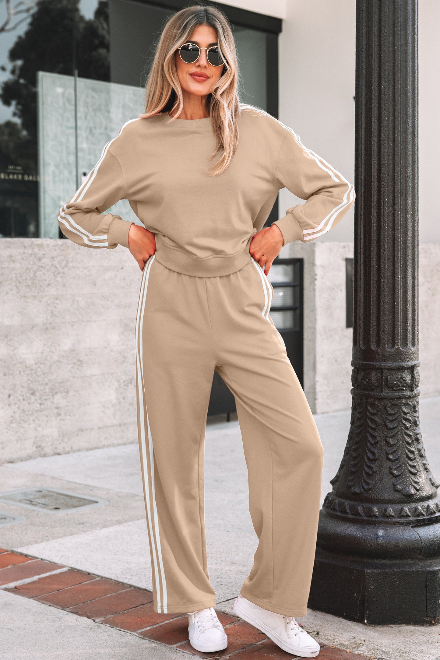 Varsity Stripe Crewneck Pullover and Sweatpants Set