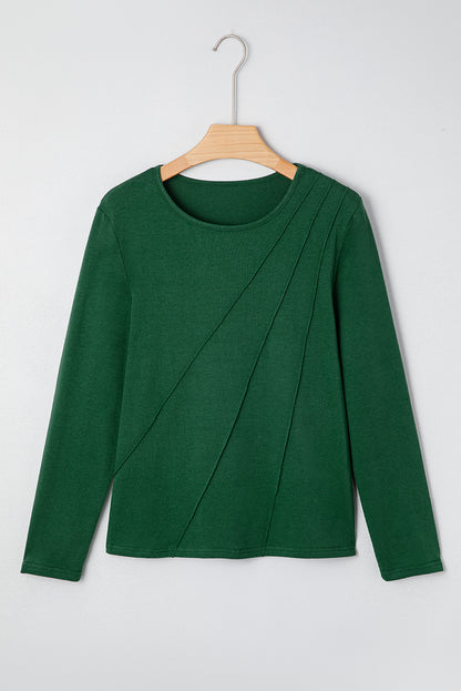Solid Asymmetric Seam Long Sleeve Top