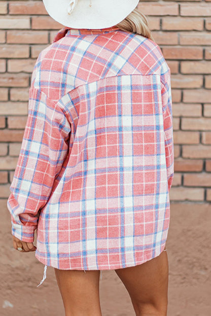 Plaid Flap Pocket Buttoned Shacket