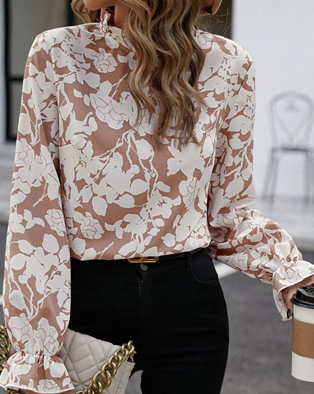 Floral Ruffle Long Sleeve Blouse