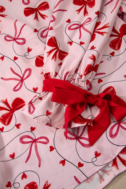 Valentine Bow Shirt and Shorts Pajama Set