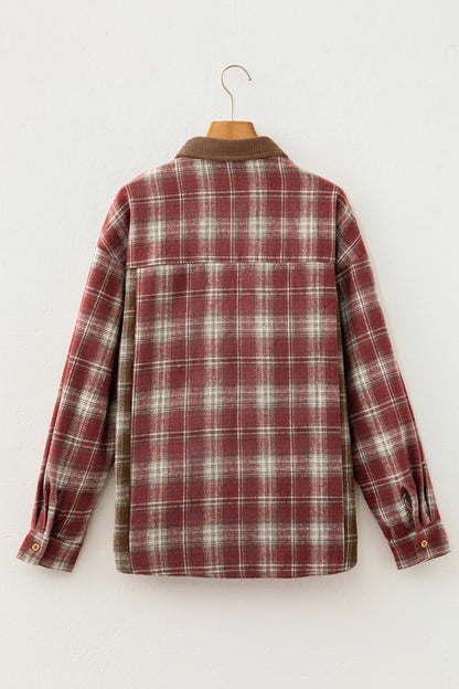 Plaid Contrast Long Sleeve Button Down Shirt