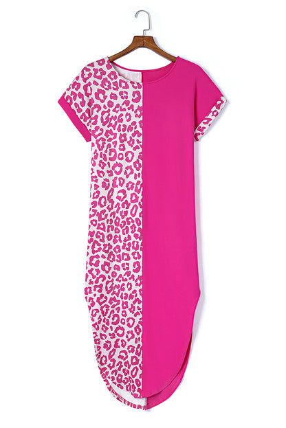 Leopard Colorblock T-Shirt Dress