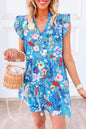 Floral Flutter Sleeve V-Neck Dress