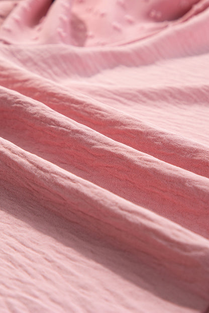 Solid Swiss Dot Balloon Sleeve Blouse