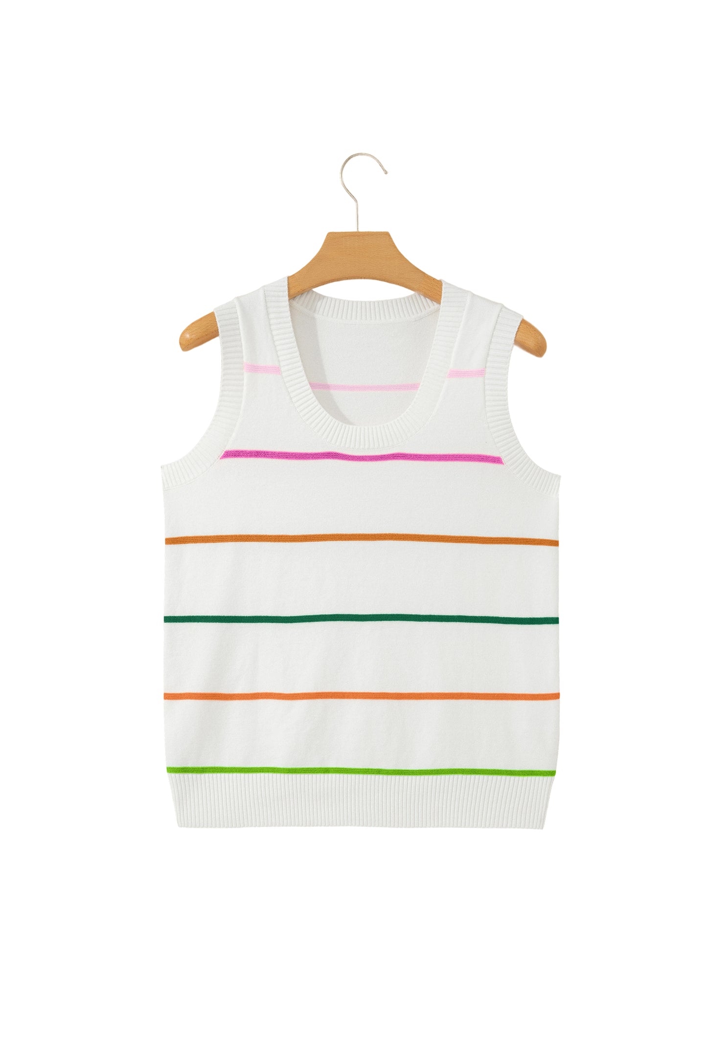 Stripe Round Neck Sleeveless Sweater Tank