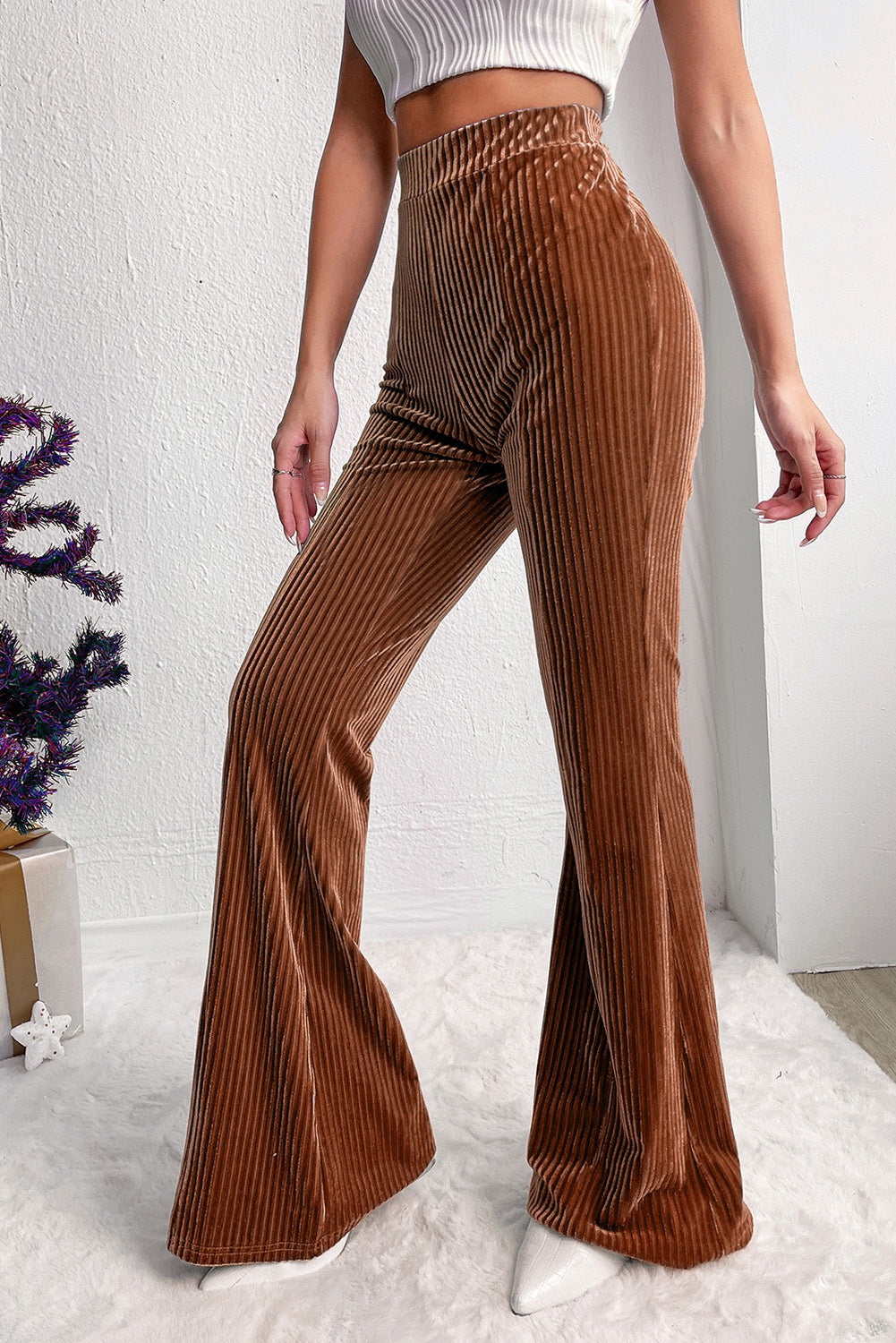 Corduroy High Waist Flare Pants