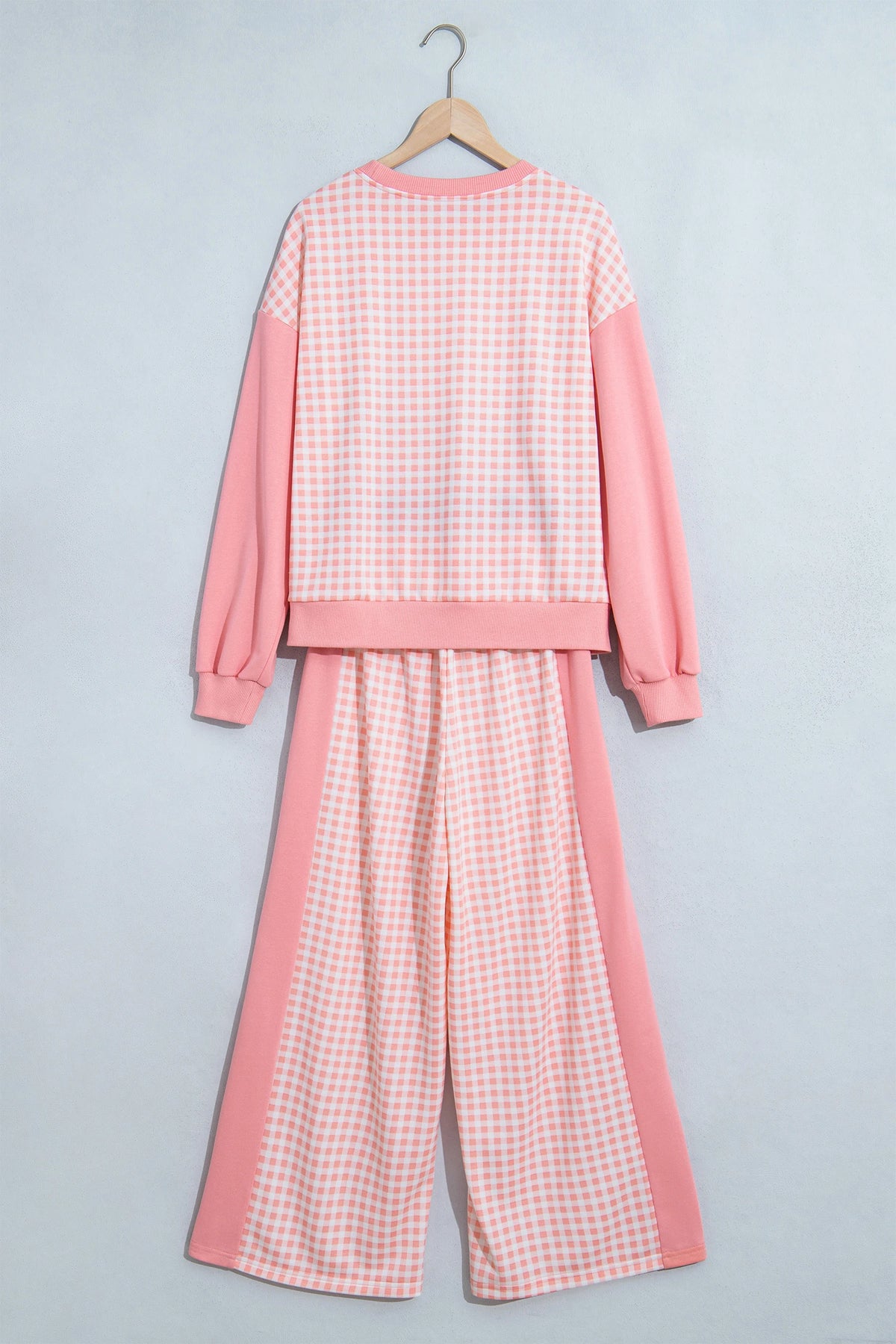 Gingham Patchwork Long Sleeve Top & Pant Set
